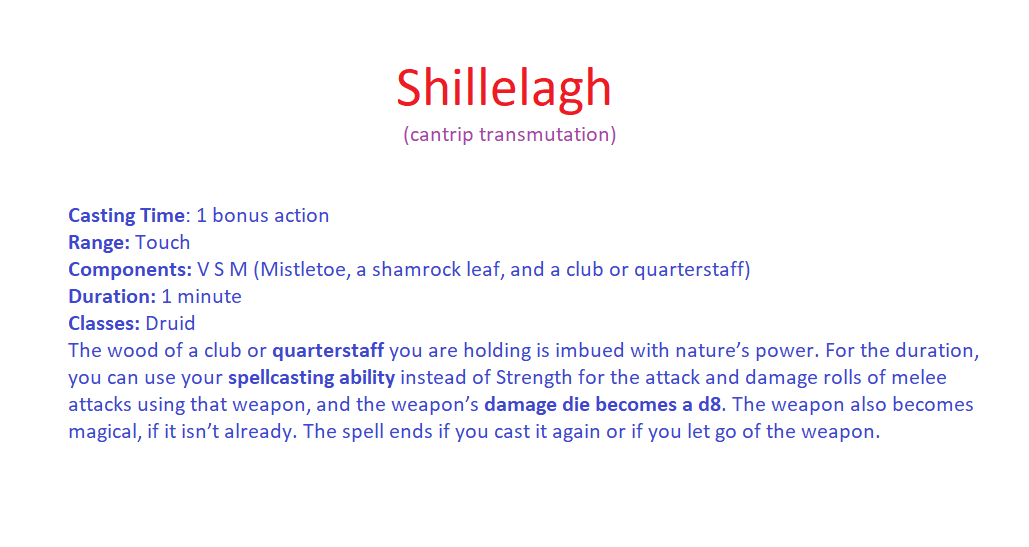 shillelagh spell